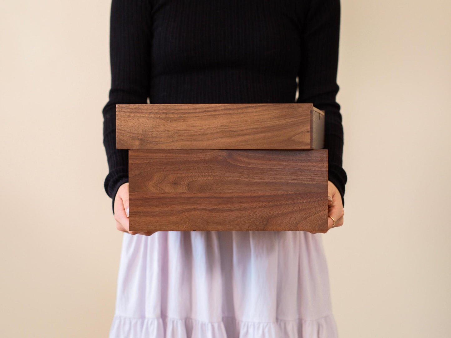10x10 Walnut Memory Box (D2) - Personalized Family Memories Keepsake Heirloom Baby Box Gift for Grandparents Parents Mom Photo Album Storage