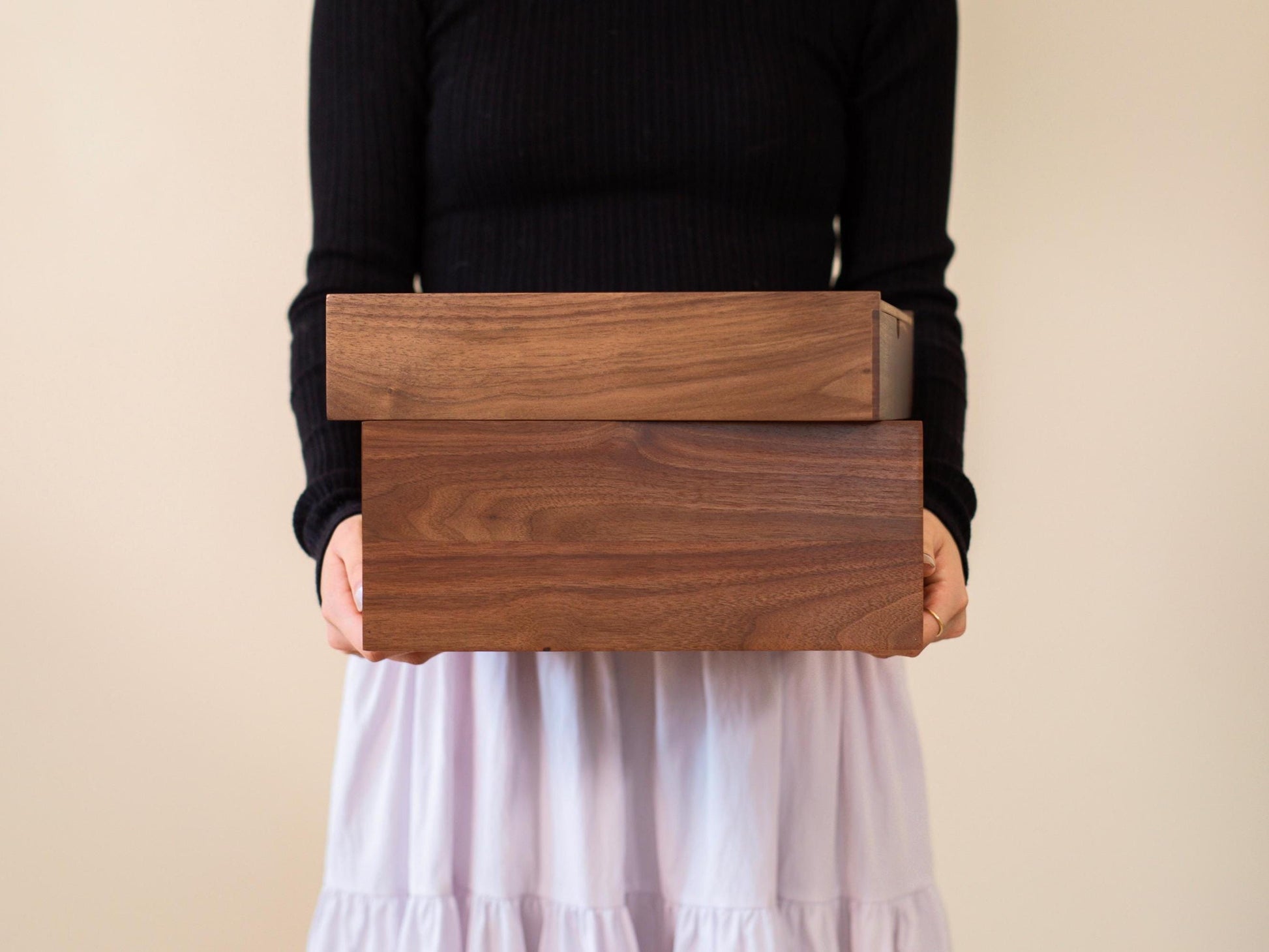 10x10 Walnut Memory Box (D2) - Personalized Family Memories Keepsake Heirloom Baby Box Gift for Grandparents Parents Mom Photo Album Storage