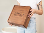 10x10 Walnut Memory Box (D2) - Personalized Family Memories Keepsake Heirloom Baby Box Gift for Grandparents Parents Mom Photo Album Storage