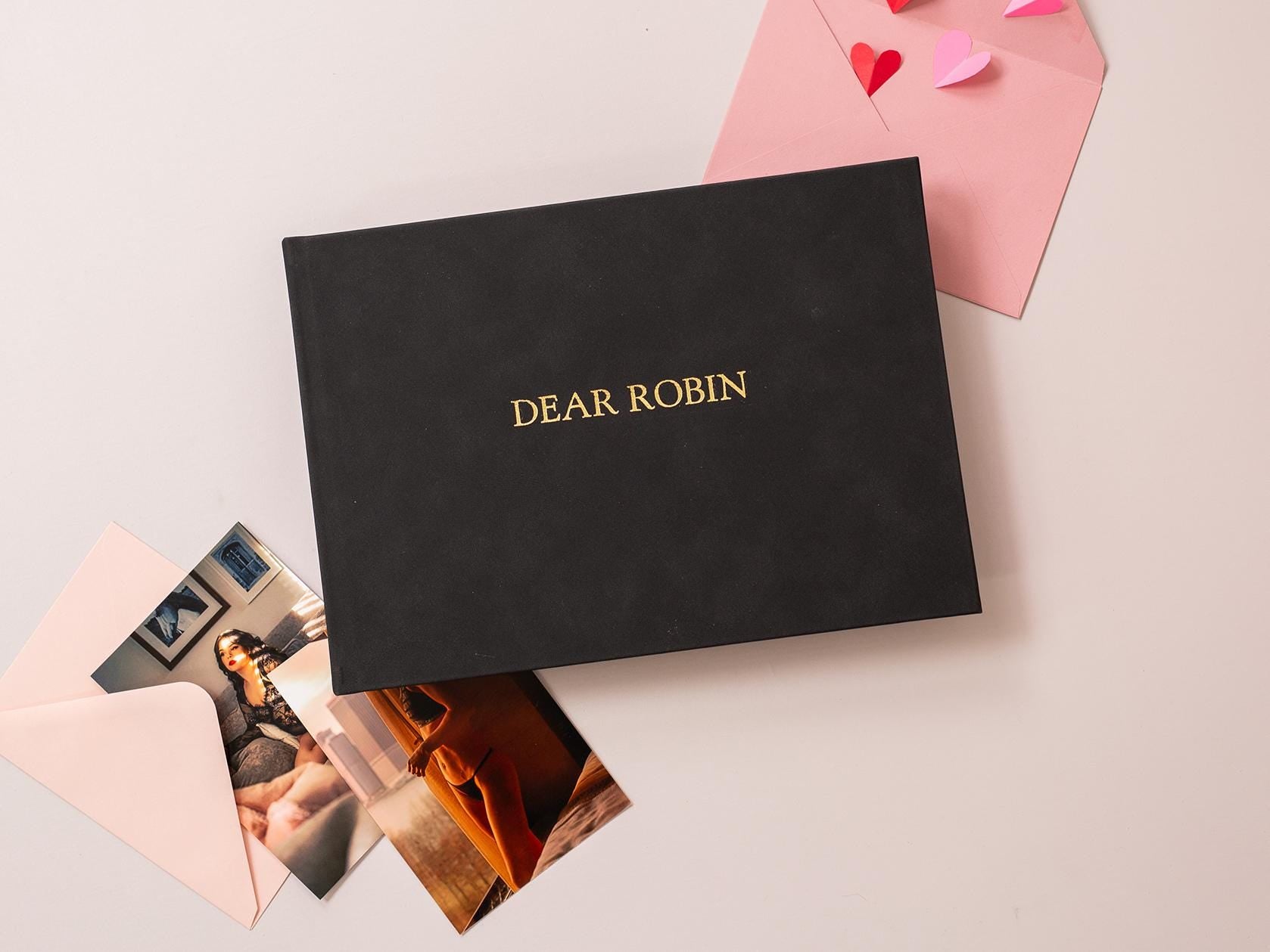 Valentine's Boudoir Embossed Foil Book - 11.5 x 8.5 Custom Boudoir Scrapbook Album, For Your Eyes Only, To Husband Boyfriend Groom Gift