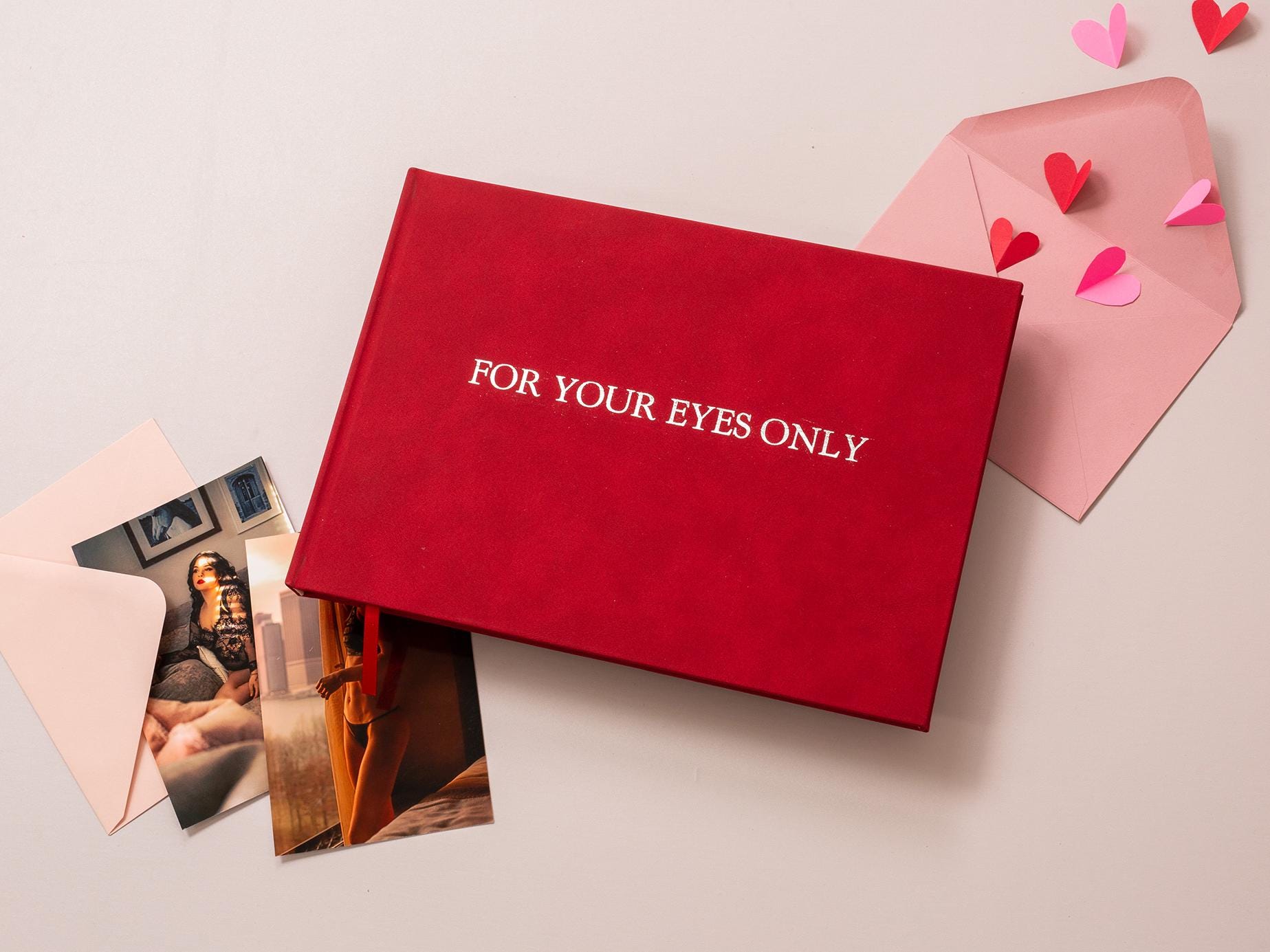 Valentine's Boudoir Embossed Foil Book - 11.5 x 8.5 Custom Boudoir Scrapbook Album, For Your Eyes Only, To Husband Boyfriend Groom Gift