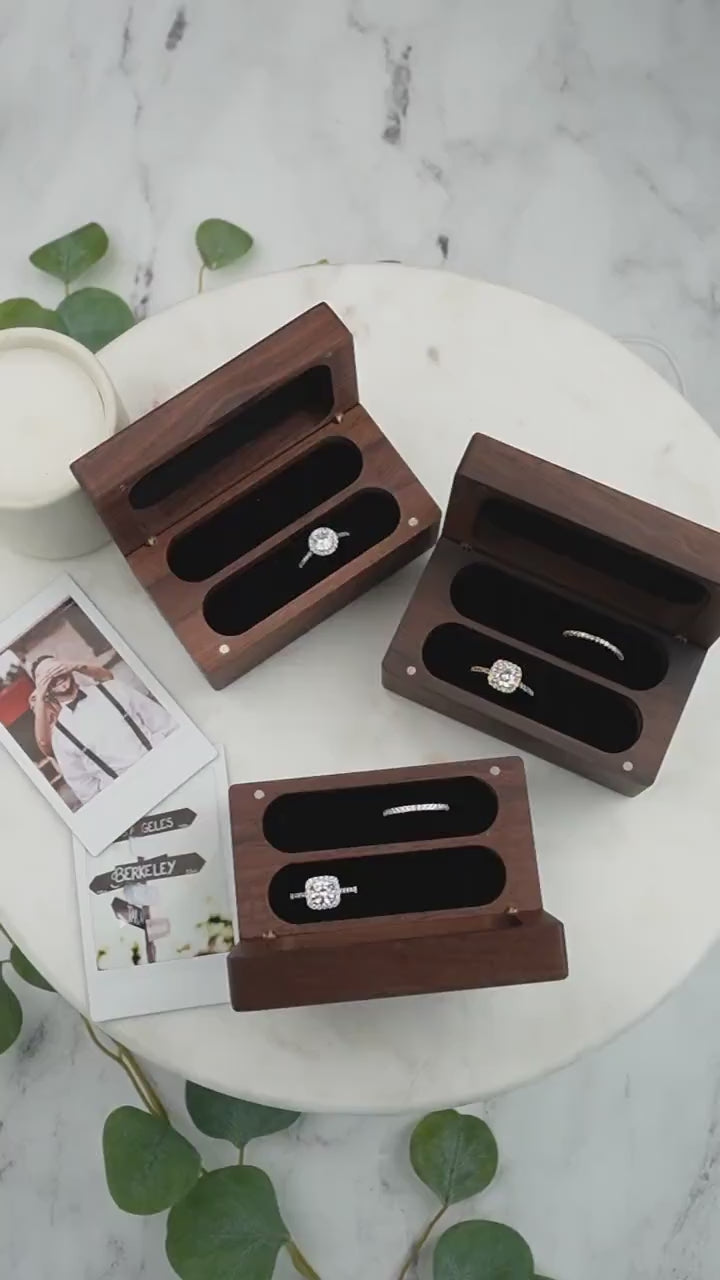 Quad Wood Ring Box - Storage for 2-4 Rings