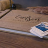 Engraved Premium Wood Guest Book with Mountain Design - Rustic Beach Cabin Guestbook Airbnb Vrbo Vacation Rental Guest Log Home Signing Book