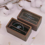 Quad Wood Ring Box w/ Glass Lid - Wide Wood Personalized Four Slot Engagement Wedding Ring Bearer Box Romantic Unique Marriage Proposal Prep
