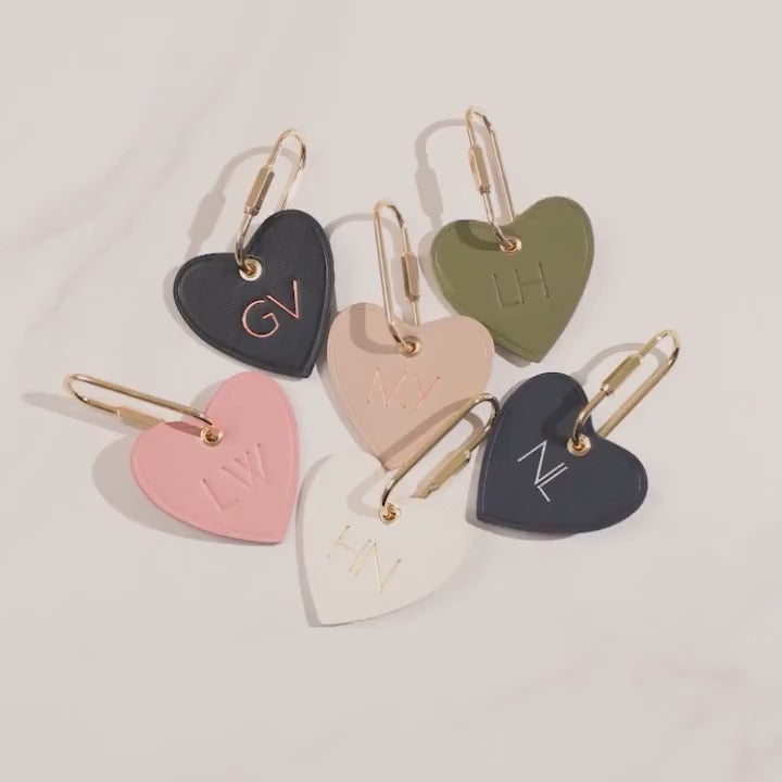 Embossed Heart Leather Keychain