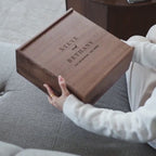 10x10 Walnut Memory Box (D1) Custom Engraved Wedding Memory Box - Engagement Gift
