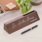 Wood Name Block with Card Slot (White Print 10")