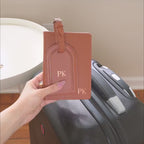 Embossed Initials Leather Passport Holder Luggage Tag Set - Matching Couple - Wedding Gift