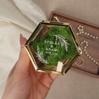 Hexagon Glass Ring Box with Moss