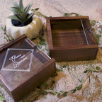 Square Ring Bearer Box with Clear Lid and Moss