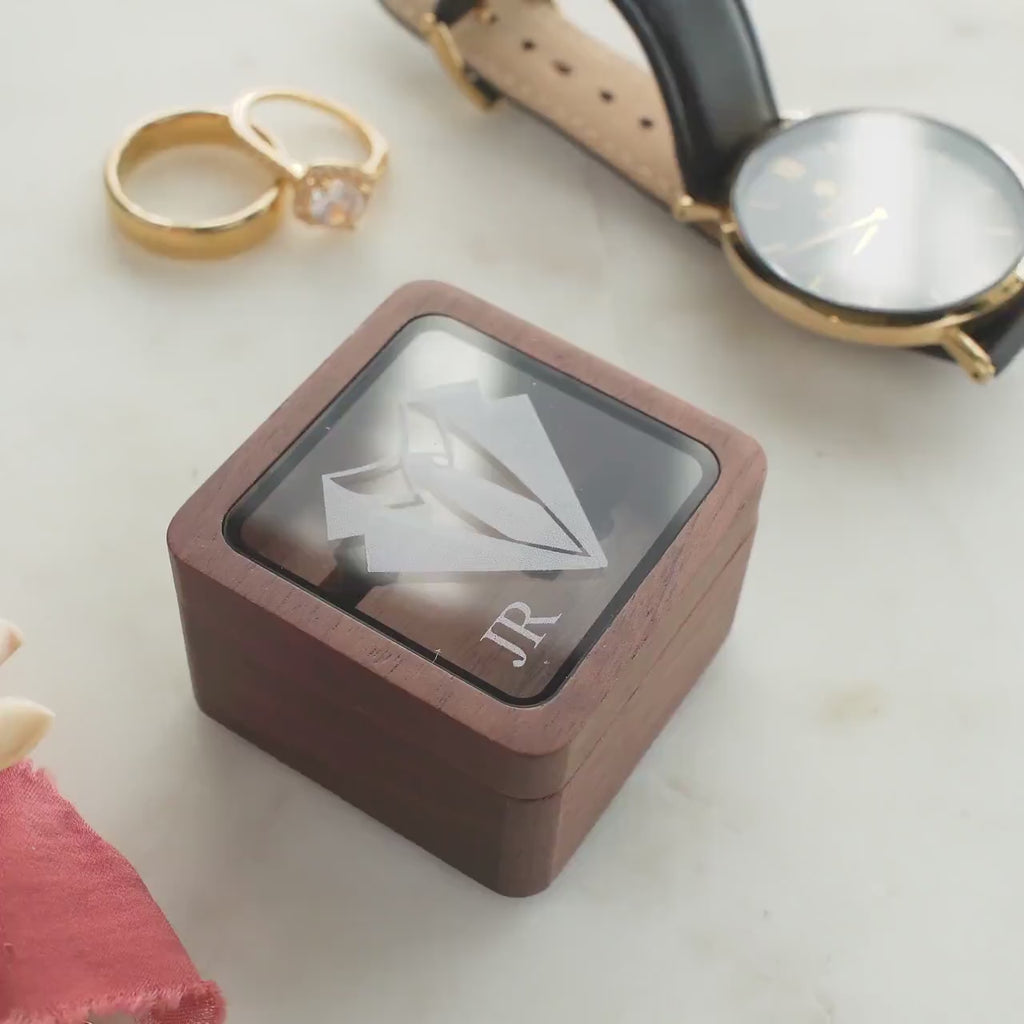Square Cufflinks Box w/ Glass Lid Only ( Cufflinks NOT included )