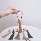 Gold Brass Leather Carabiner Keychain w/ Optional Tassel