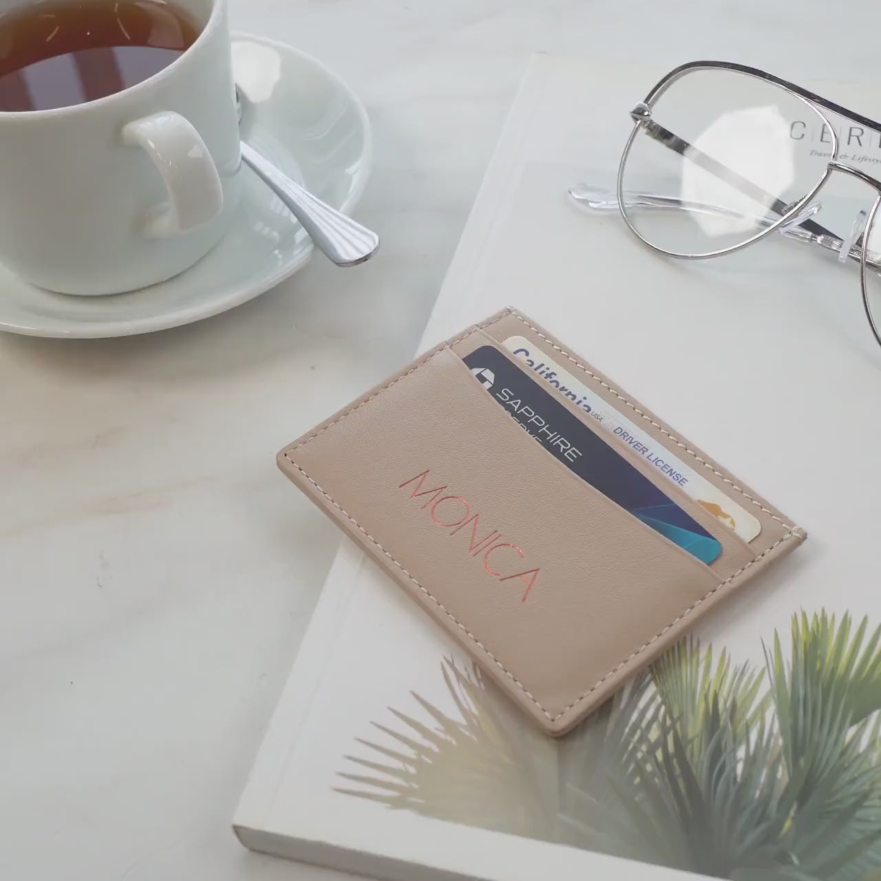 Embossed Leather Card Holder