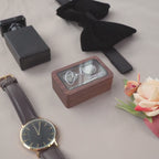 Metal Cufflinks, Tie Clip & Rec Gift Box w Glass Lid