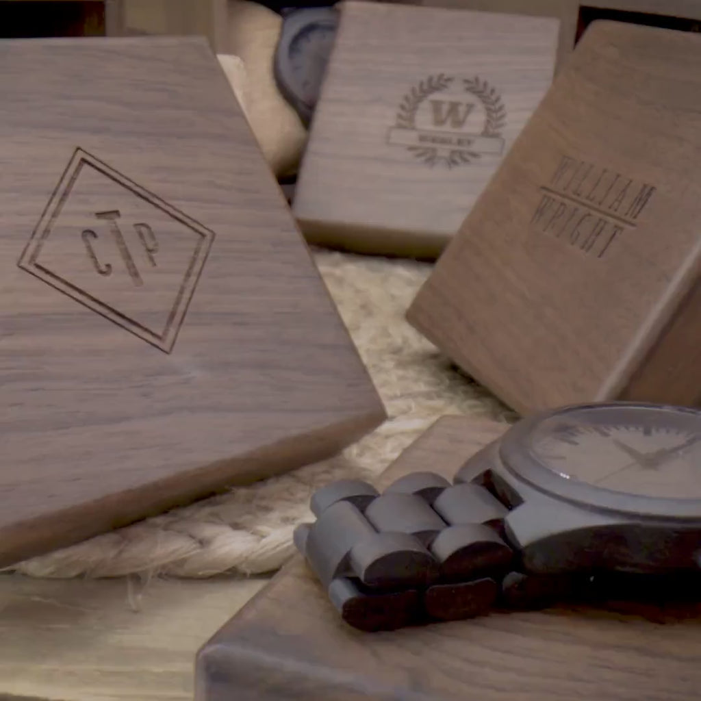 Engraved Wood Watch & Walnut Gift Box
