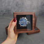 Metal Watch & Glass Top Walnut Gift Box