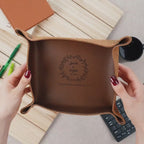 Engraved Leather Valet Tray