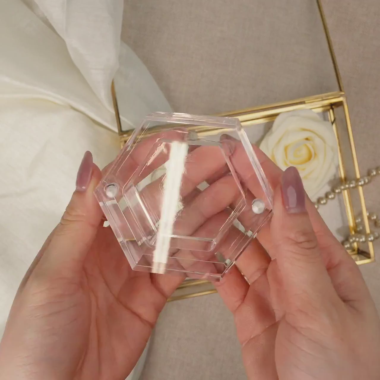 Clear Hexagon Ring Box