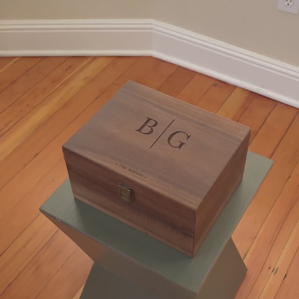 Engraved Monogram Wooden Box – Wedding Memory Box