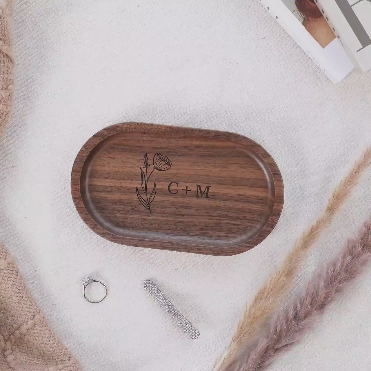 Engraved Floral Tray