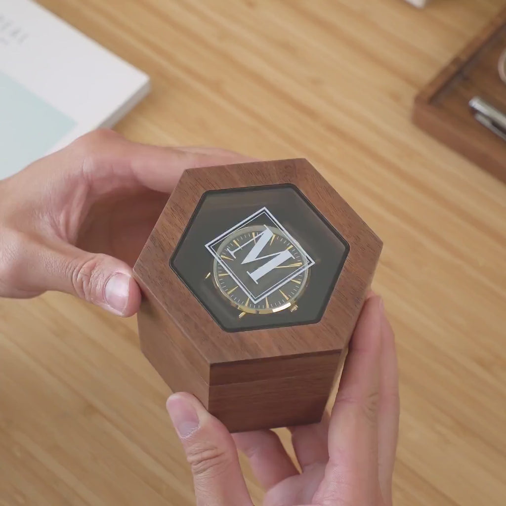 Hexagon Watch Box w/ Glass Top & Pillow (Watch NOT Included)