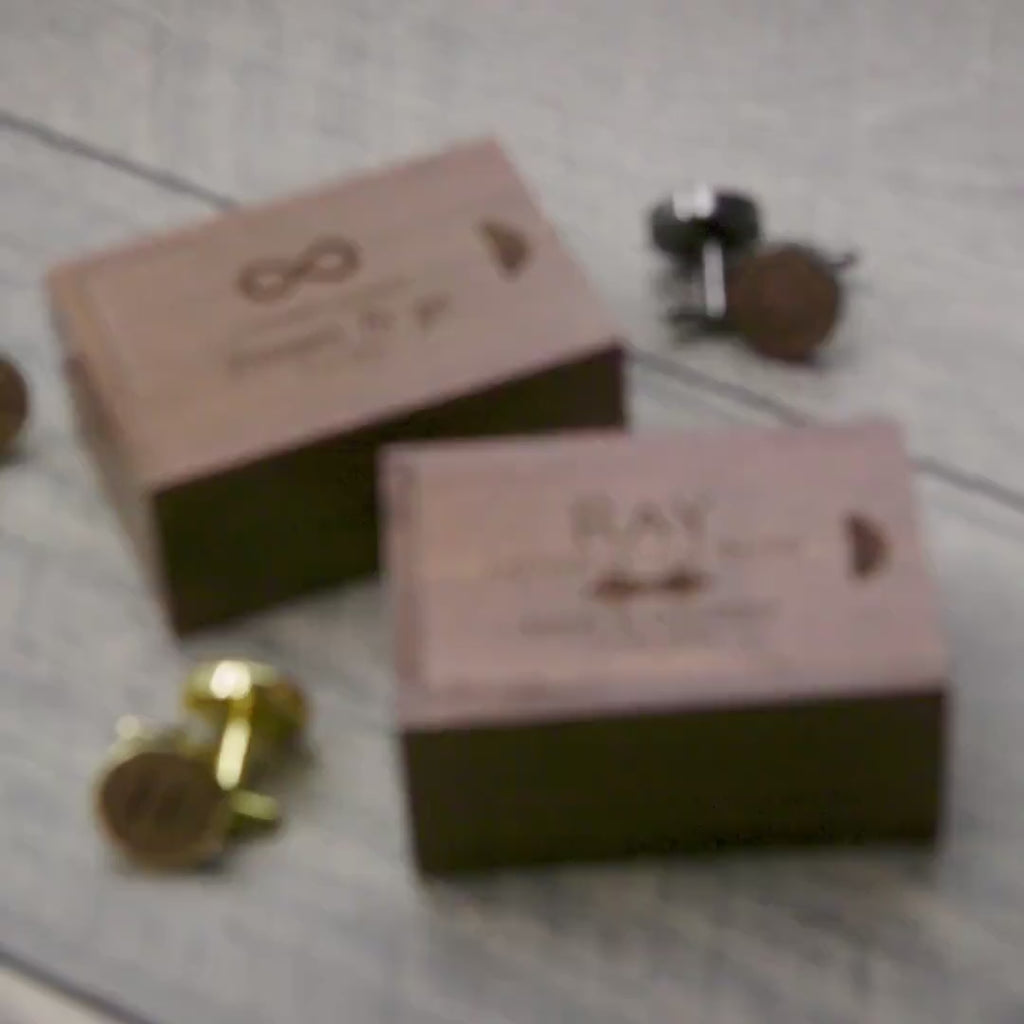 Wood Cufflinks & Tall Walnut Box SET