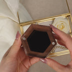 Hexagon Ring Box with Clear Acrylic Lid & Wood Base