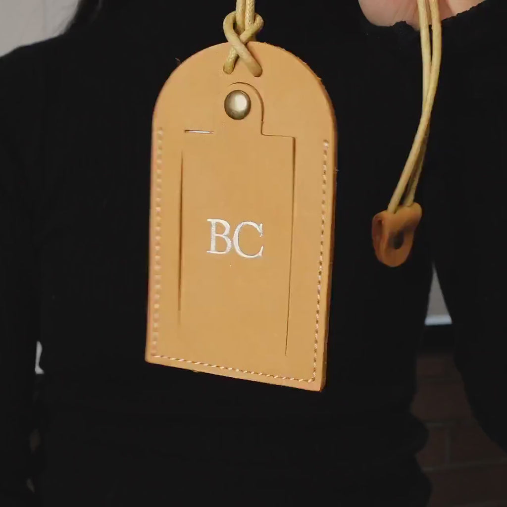 Embossed Initials Leather Luggage Tag - Destination Wedding Keepsake